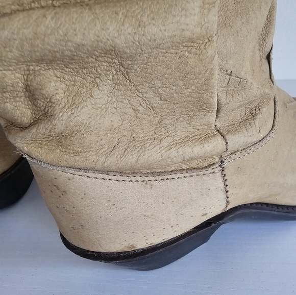 Dingo Vintage 80's Slouchy Tan Nubuck Cowboy Wester Women's Boots Size 6.5M - Picture 12 of 16
